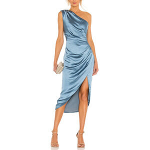 Elliatt 'Cassini' Blue Satin One Shoulder Dress Size S - NWT